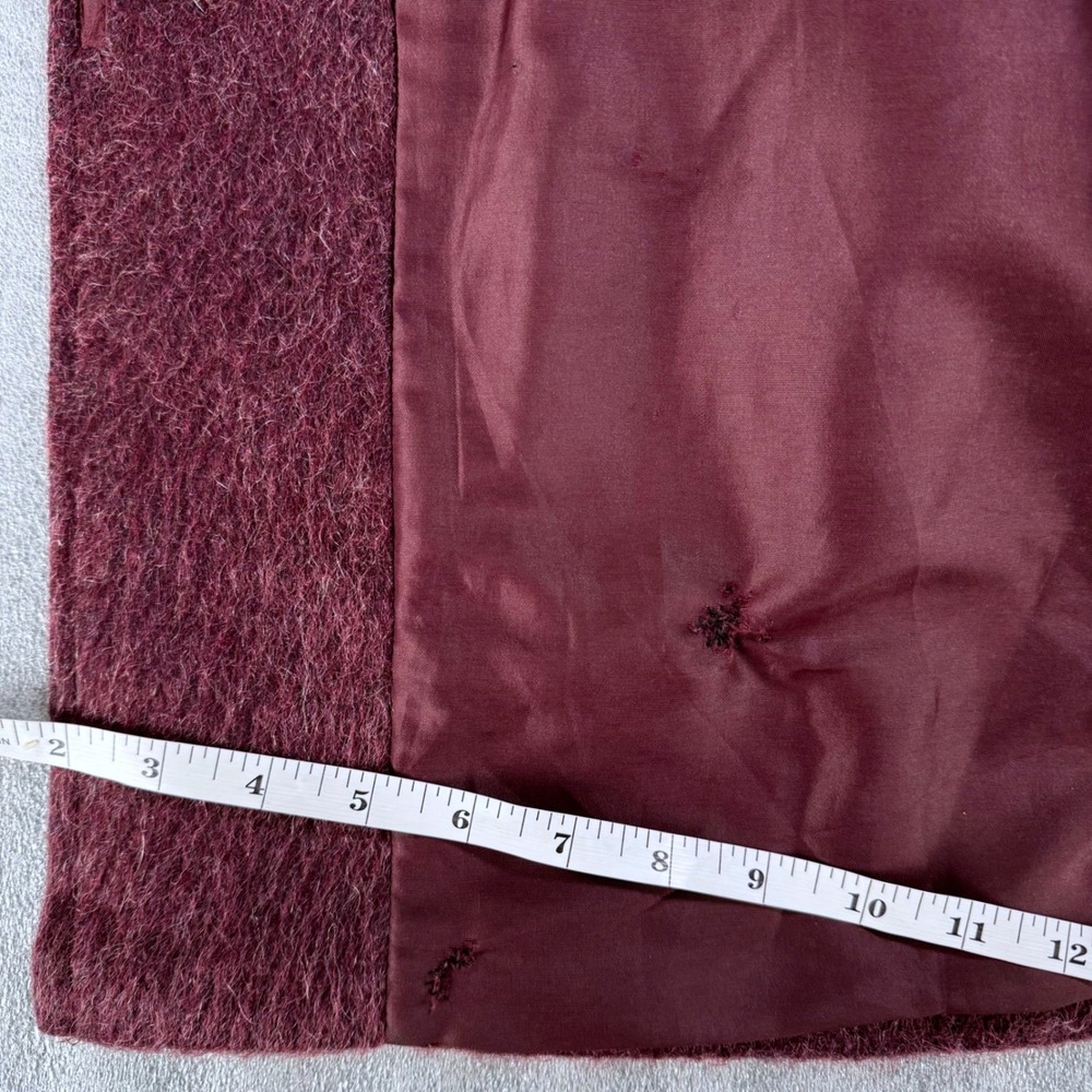 Vintage Burgundy Plum Llama Hair Wool Car Coat Women 8 Mod 60s 70s Sannwald - Picture 6 of 10
